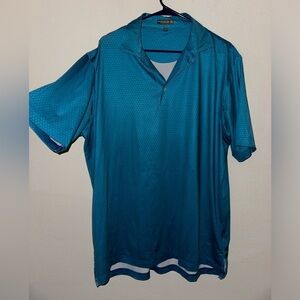 Peter Millar Summer Comfort men’s blue patterned polo L golf summer athleisure